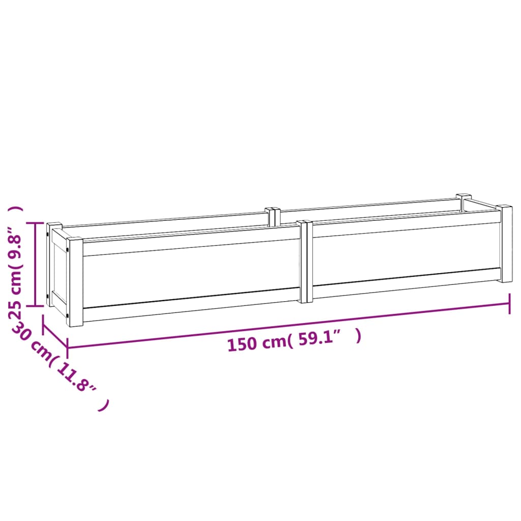Plantenbak Verhoogd Massief Teakhout 150 x 30 x 25 cm