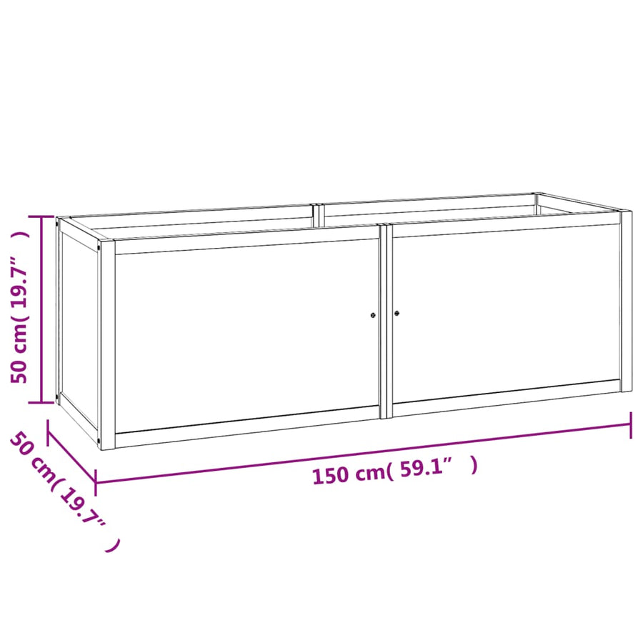 Plantenbak verhoogd 150x50x50 cm massief teakhout