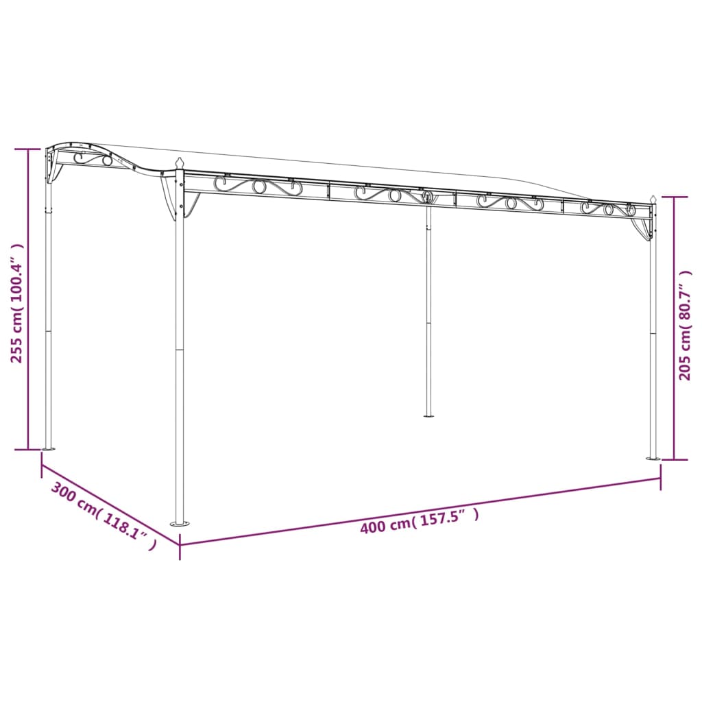 Luifel 4X3 M 180 G/M² Stof En Staal Crèmekleurig