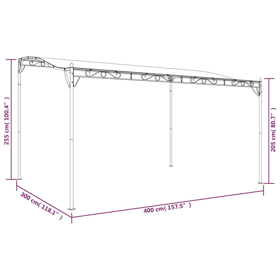Luifel 4X3 M 180 G/M² Stof En Staal Crèmekleurig