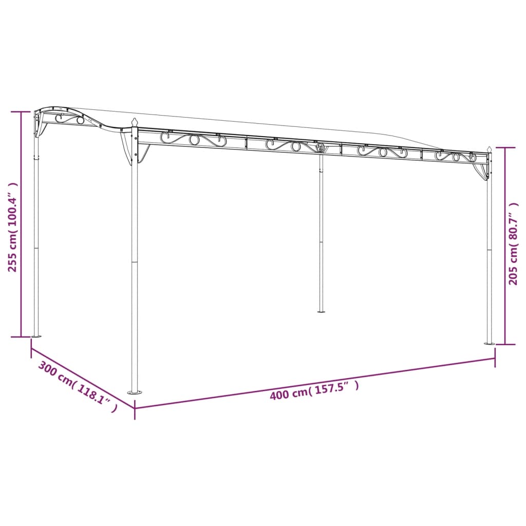 Luifel 4X3 M 180 G/M² Stof En Staal 1