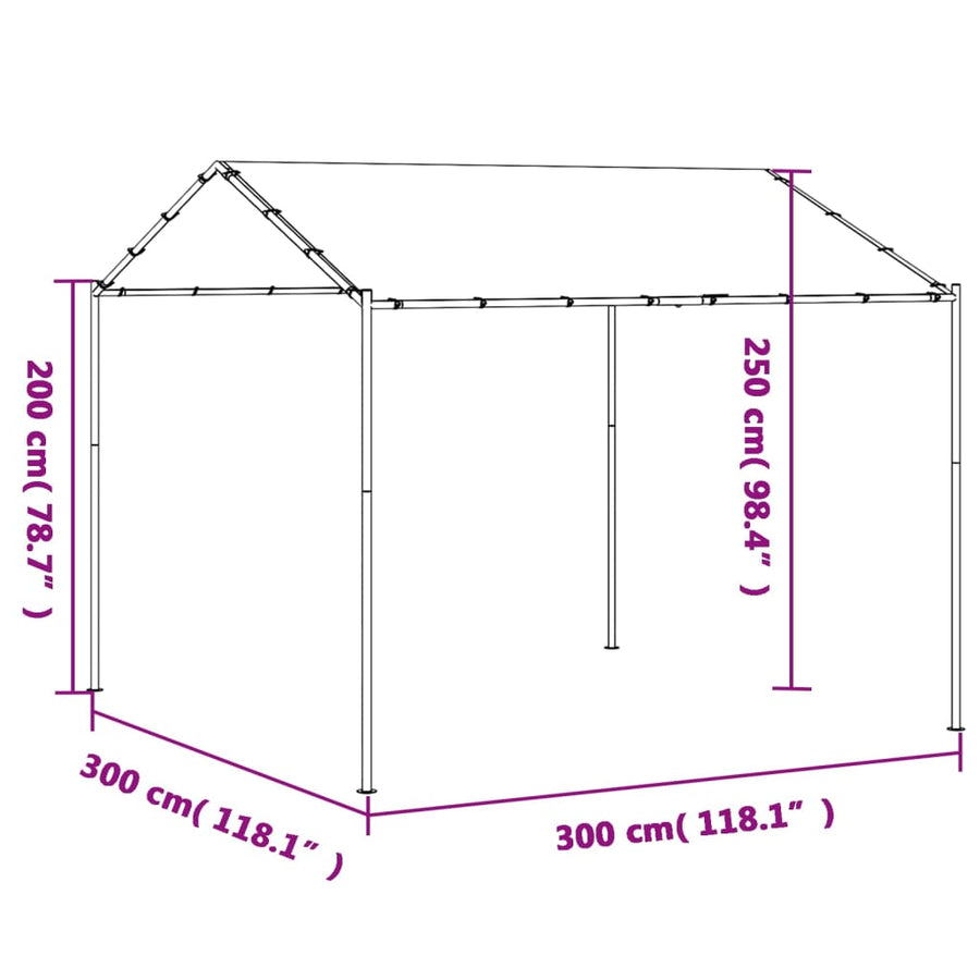 Tuinpaviljoen 3X3 M Staal En Stof Antracietkleurig