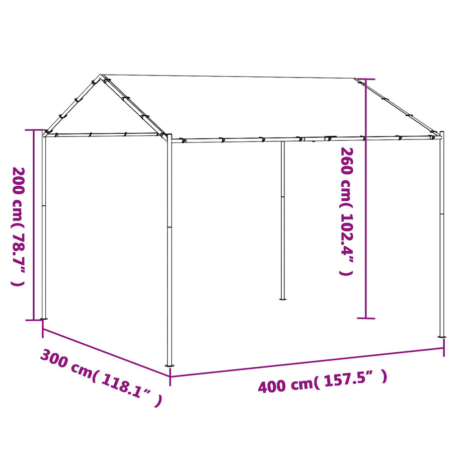 Prieel Wit 4 x 4 x 2,6 m Staal en Polyester