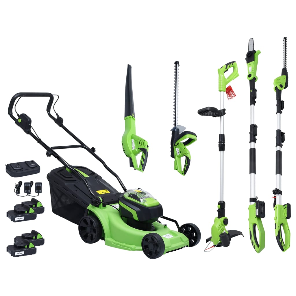 6-Delige Tuingereedschapsset Draadloos Met Opladers En Accu's Telescopische takkenzaag + heggenzaag