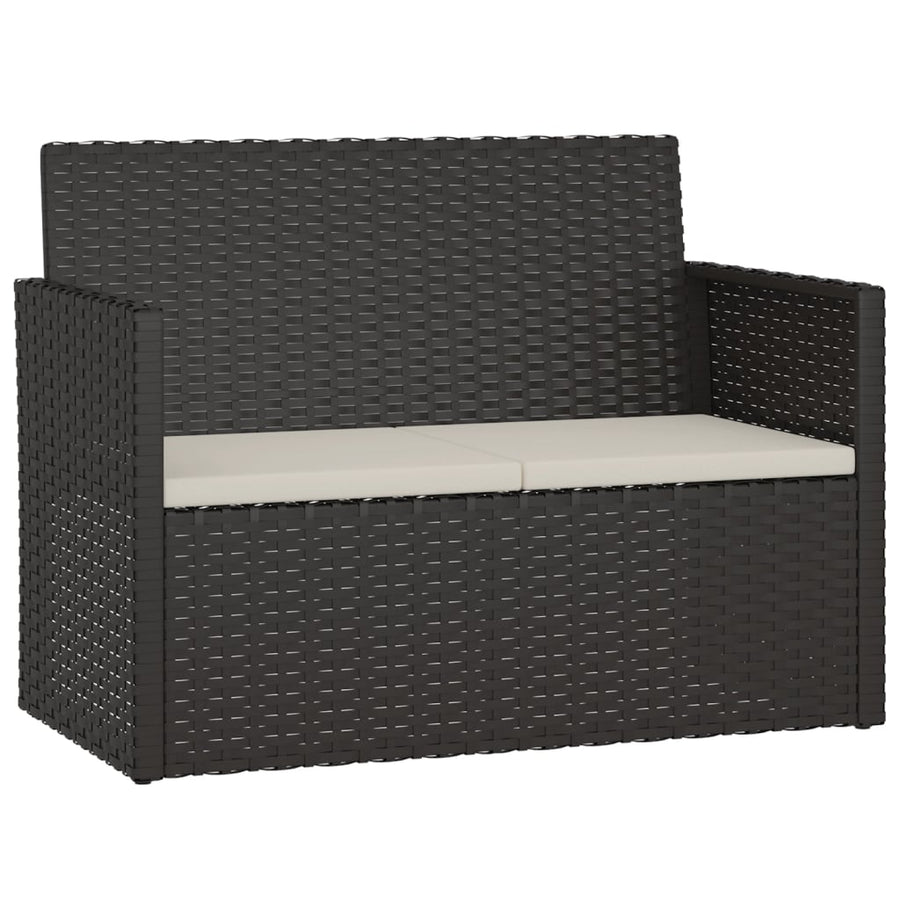 Tuinbank Met Kussens 105 Cm Poly Rattan Zwart 1