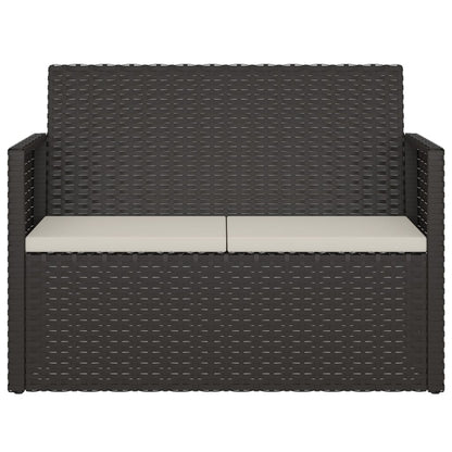 Tuinbank Met Kussens 105 Cm Poly Rattan Zwart 1