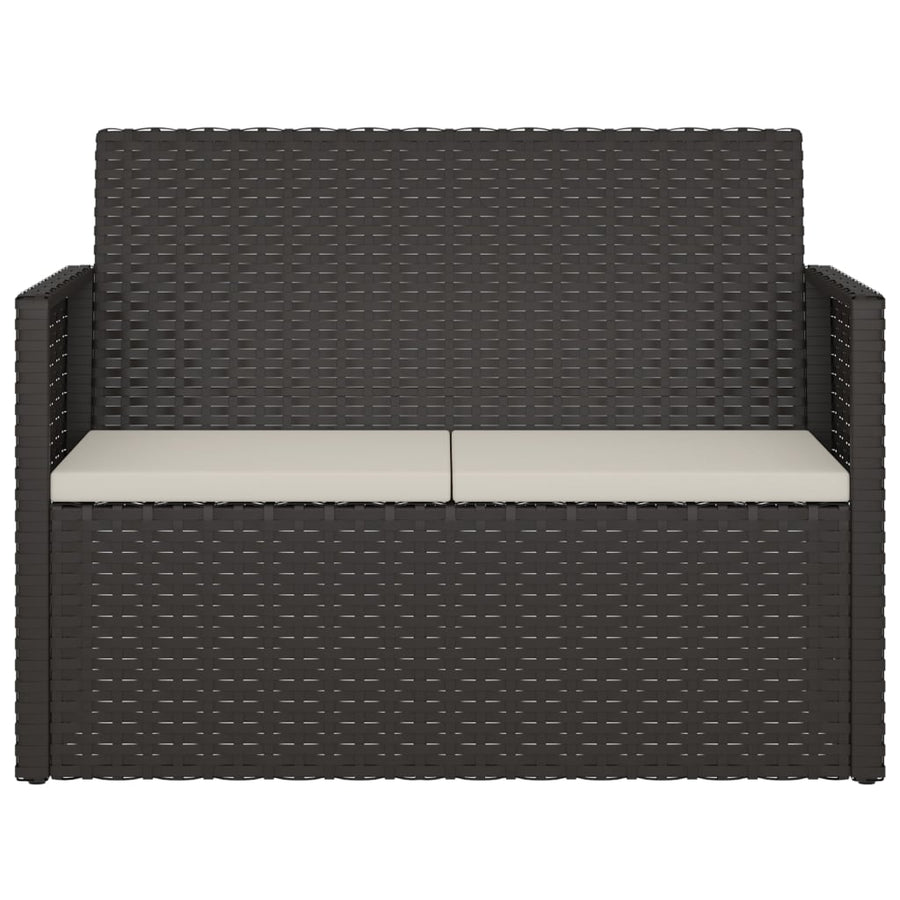 Tuinbank Met Kussens 105 Cm Poly Rattan Zwart 1