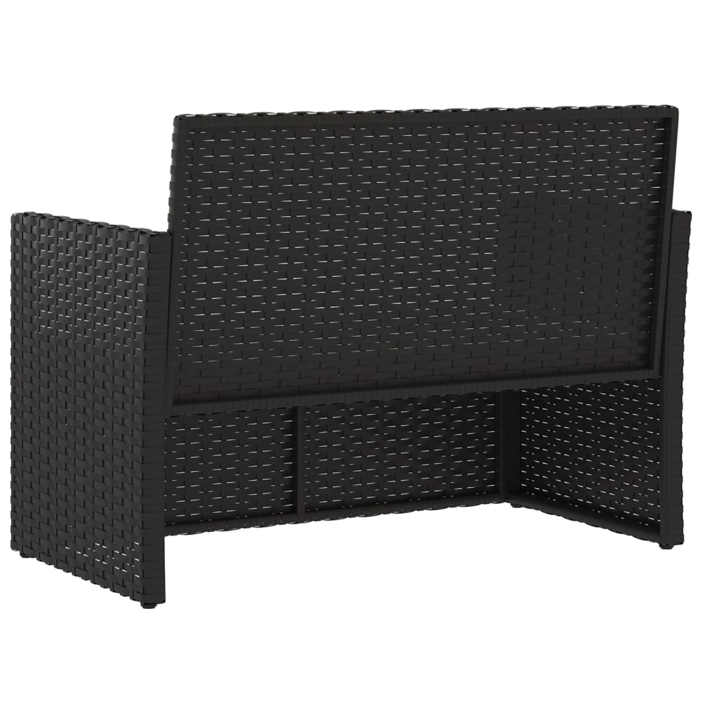 Tuinbank Met Kussens 105 Cm Poly Rattan Zwart 1