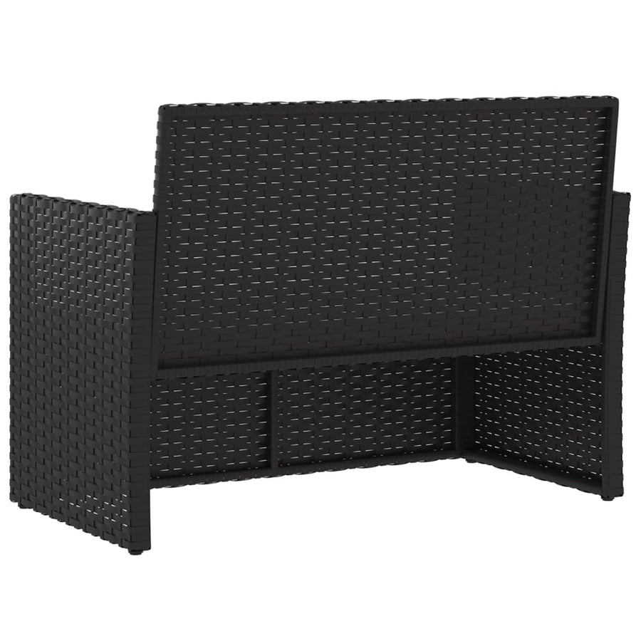 Tuinbank Met Kussens 105 Cm Poly Rattan Zwart 1