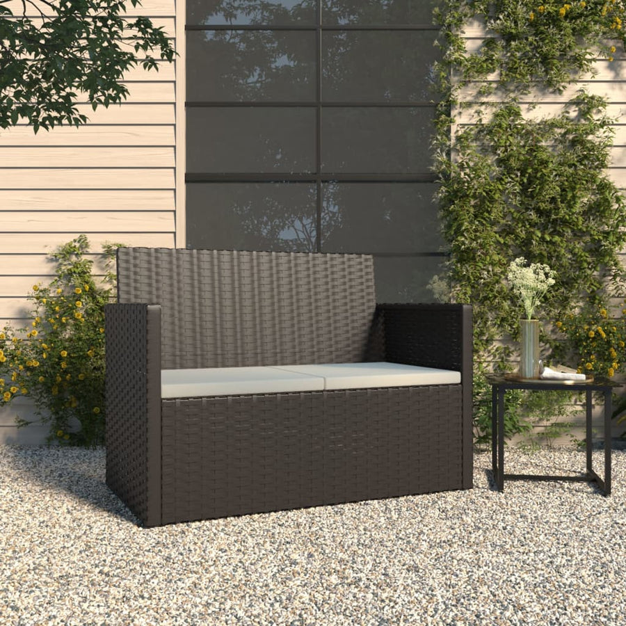 Tuinbank Met Kussens 105 Cm Poly Rattan Zwart 1