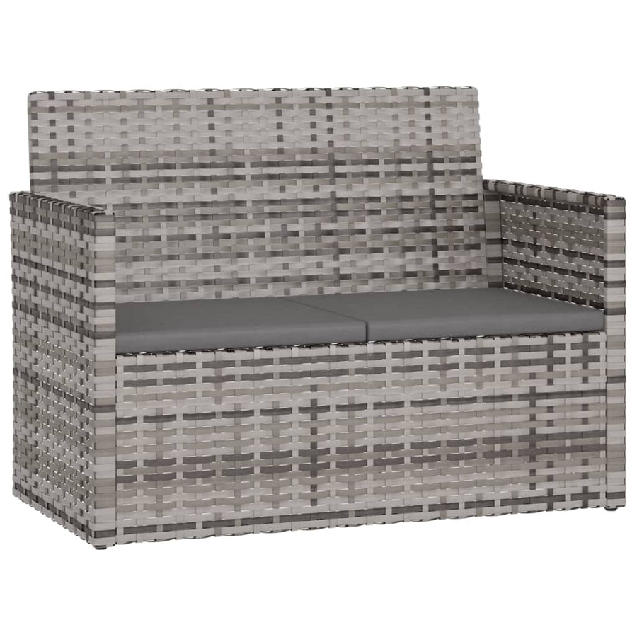 Tuinbank Met Kussens 105 Cm Poly Rattan Grijs Zonder rugkussen