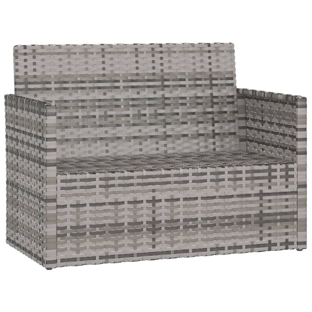 Tuinbank Met Kussens 105 Cm Poly Rattan Grijs Zonder rugkussen