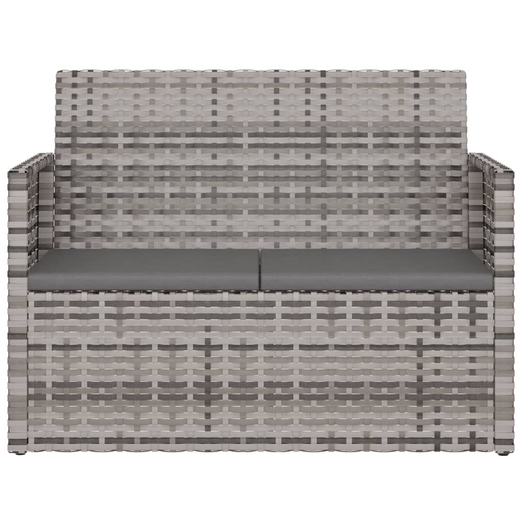 Tuinbank Met Kussens 105 Cm Poly Rattan Grijs Zonder rugkussen