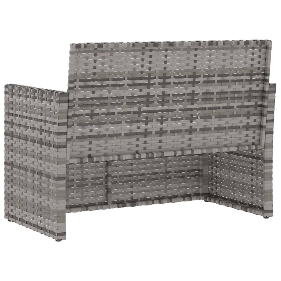 Tuinbank Met Kussens 105 Cm Poly Rattan Grijs Zonder rugkussen
