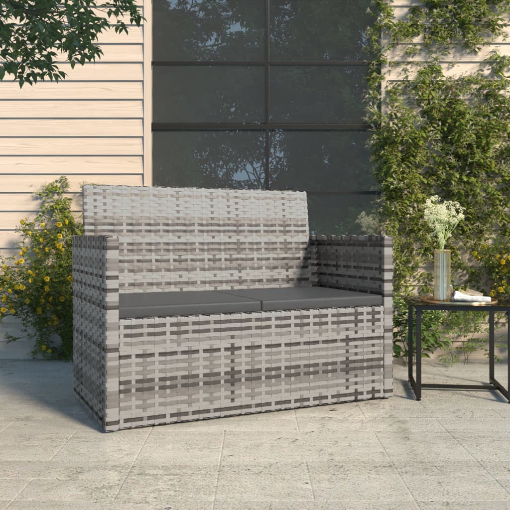 Tuinbank Met Kussens 105 Cm Poly Rattan Grijs Zonder rugkussen