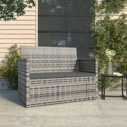 Tuinbank Met Kussens 105 Cm Poly Rattan Grijs Zonder rugkussen