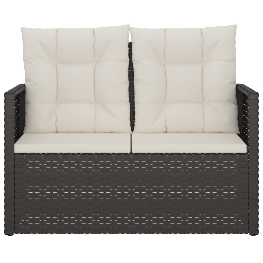 Tuinbank Met Kussens 105 Cm Poly Rattan Zwart 1