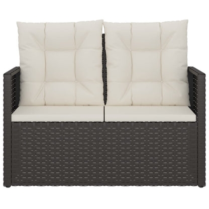 Tuinbank Met Kussens 105 Cm Poly Rattan Zwart 1