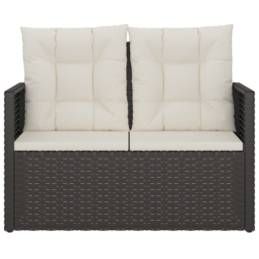 Tuinbank Met Kussens 105 Cm Poly Rattan Zwart 1