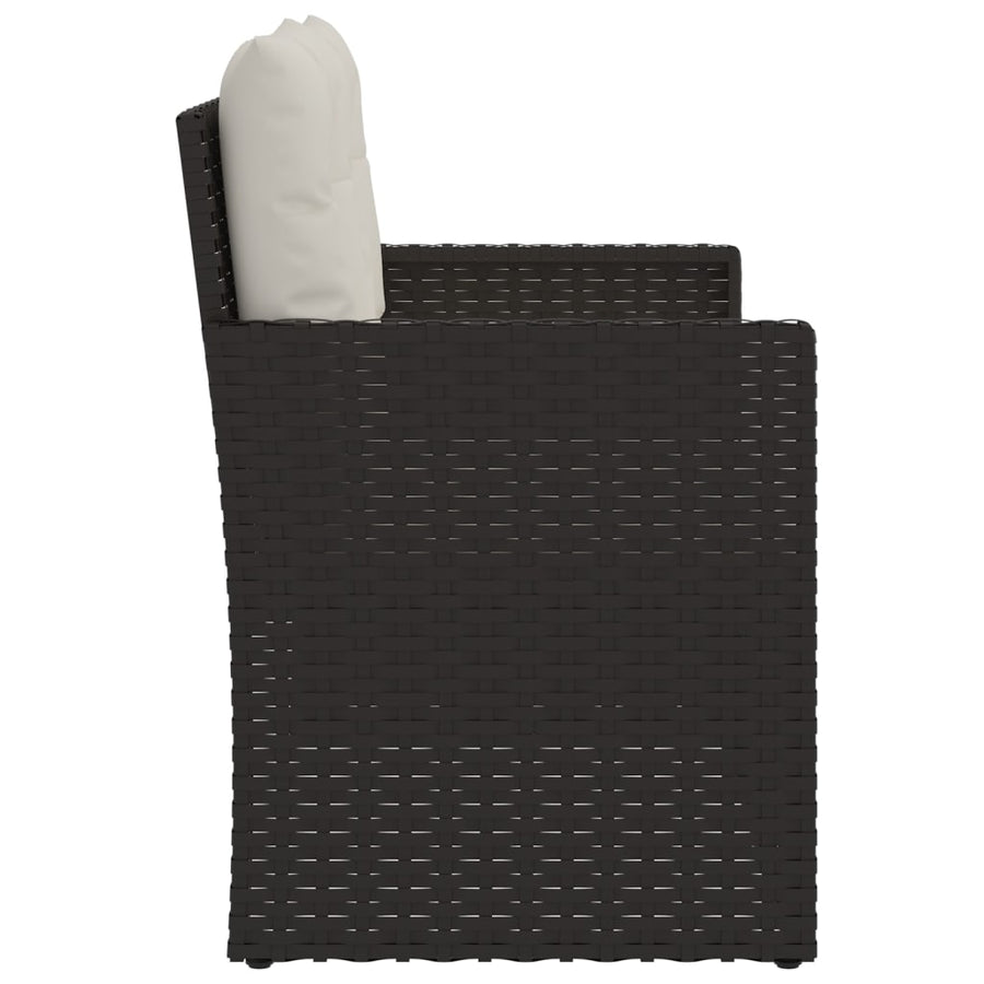 Tuinbank Met Kussens 105 Cm Poly Rattan Zwart 1