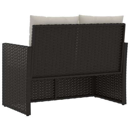 Tuinbank Met Kussens 105 Cm Poly Rattan Zwart 1