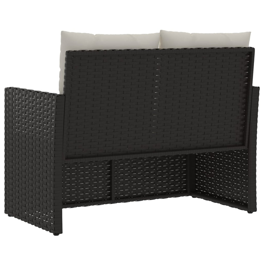Tuinbank Met Kussens 105 Cm Poly Rattan Zwart 1