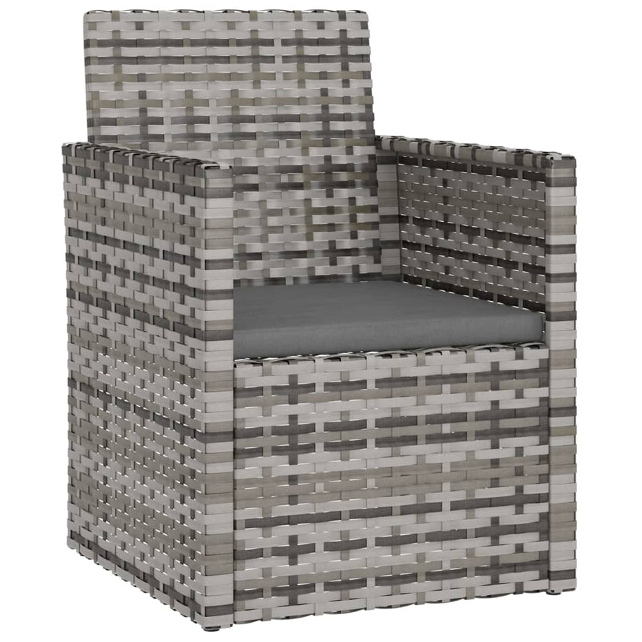 Tuinstoel Met Kussens Poly Rattan Grijs Zonder rugkussen