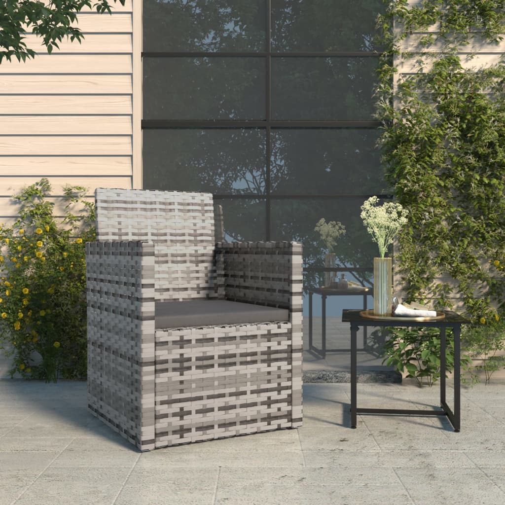 Tuinstoel Met Kussens Poly Rattan Grijs Zonder rugkussen