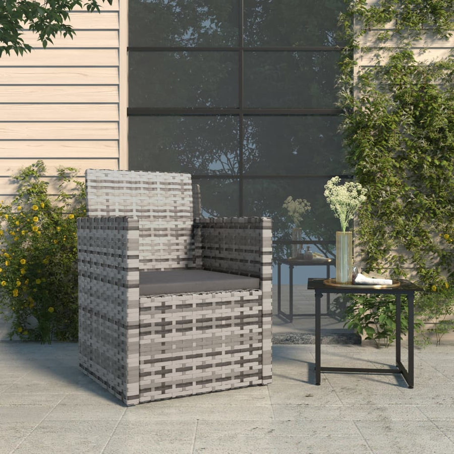 Tuinstoel Met Kussens Poly Rattan Grijs Zonder rugkussen