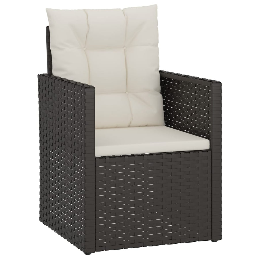 Tuinstoel Met Kussens Poly Rattan Zwart Met rugkussen