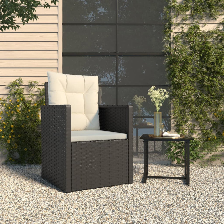 Tuinstoel Met Kussens Poly Rattan Zwart Met rugkussen