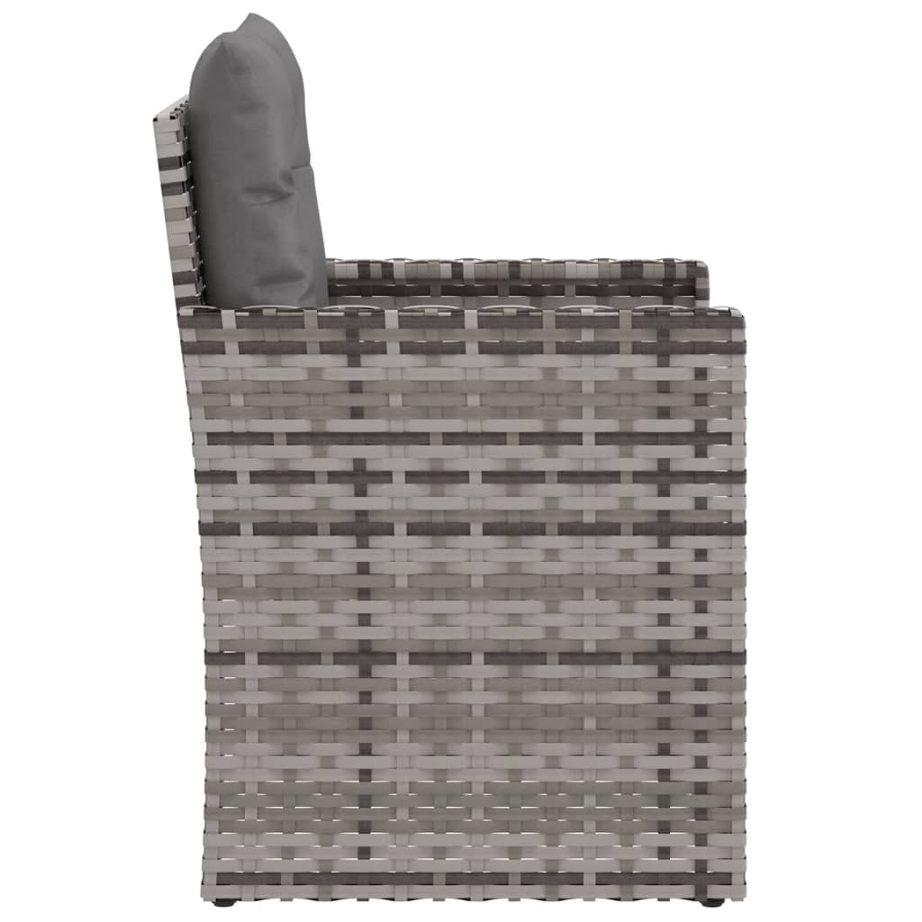 Tuinstoel Met Kussens Poly Rattan Grijs Met rugkussen