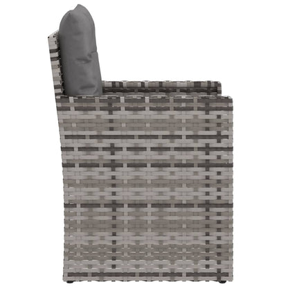 Tuinstoel Met Kussens Poly Rattan Grijs Met rugkussen