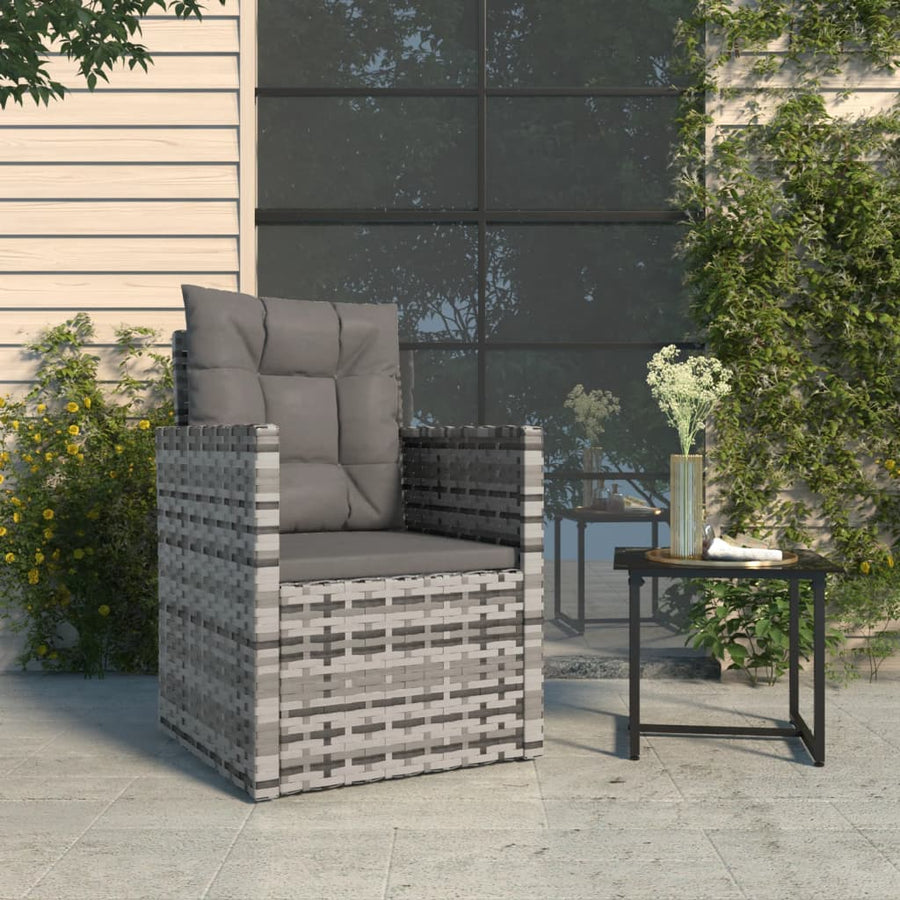 Tuinstoel Met Kussens Poly Rattan Grijs Met rugkussen
