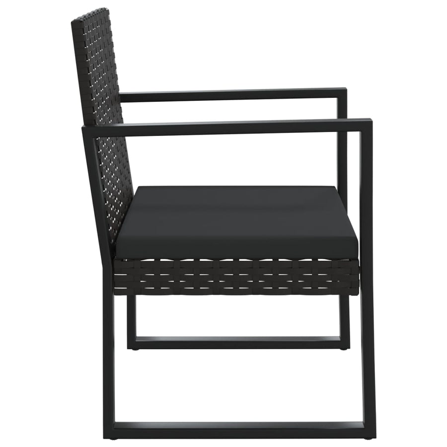 Tuinstoel Met Kussen Poly Rattan Zwart