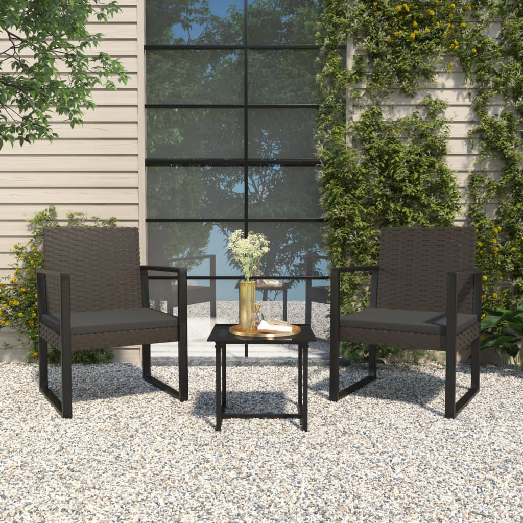 Tuinstoel Met Kussen Poly Rattan Zwart