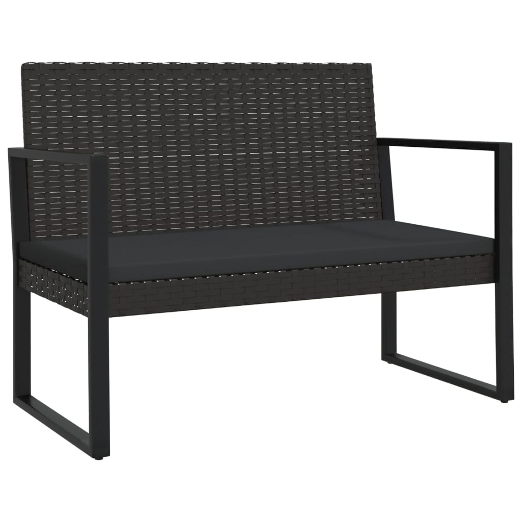 Tuinbank Met Kussens 106 Cm Poly Rattan Zwart