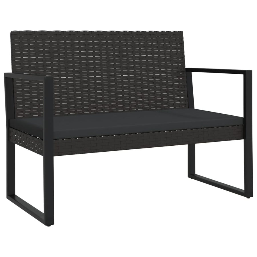 Tuinbank Met Kussens 106 Cm Poly Rattan Zwart