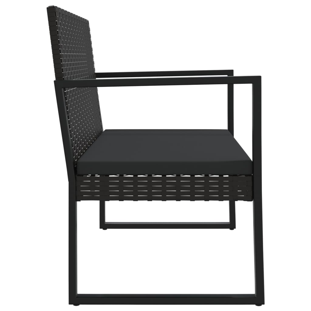 Tuinbank Met Kussens 106 Cm Poly Rattan Zwart