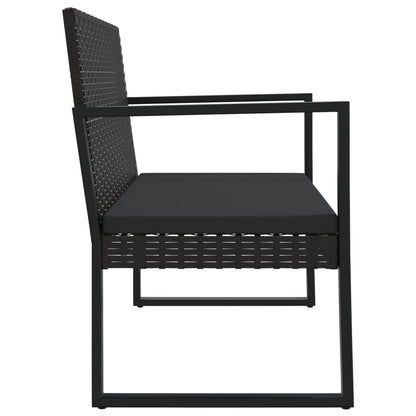 Tuinbank Met Kussens 106 Cm Poly Rattan Zwart