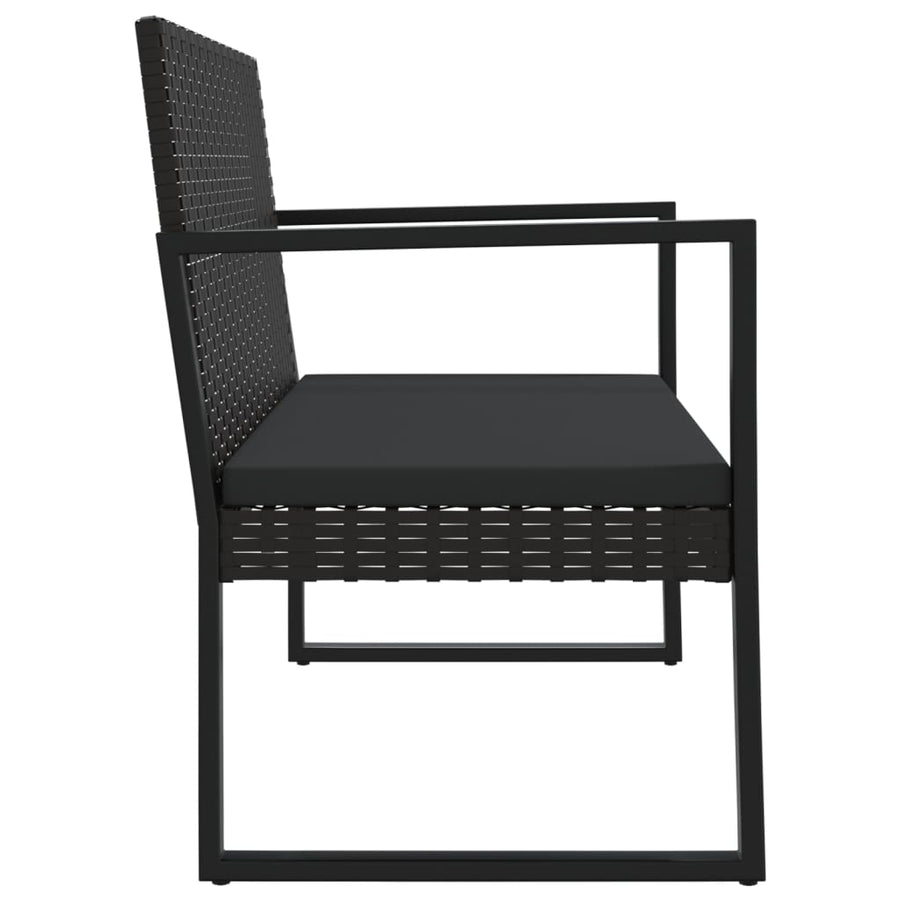 Tuinbank Met Kussens 106 Cm Poly Rattan Zwart
