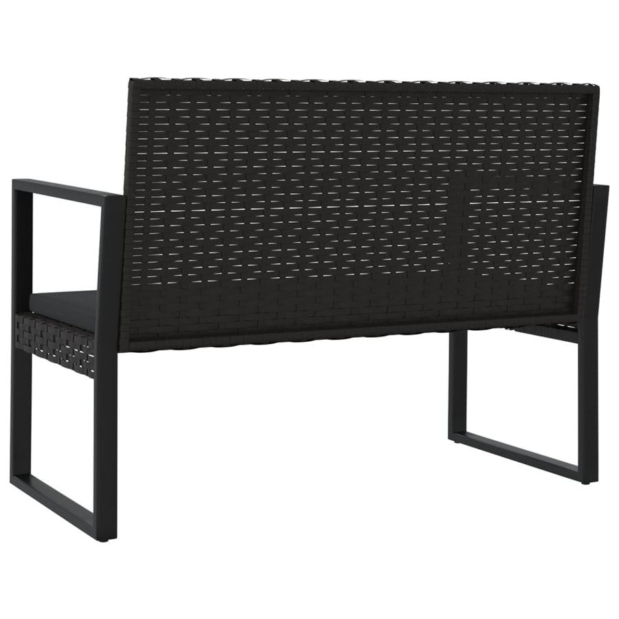 Tuinbank Met Kussens 106 Cm Poly Rattan Zwart