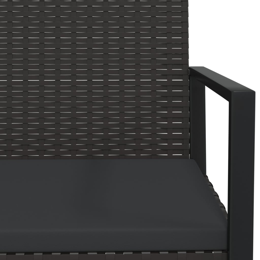Tuinbank Met Kussens 106 Cm Poly Rattan Zwart