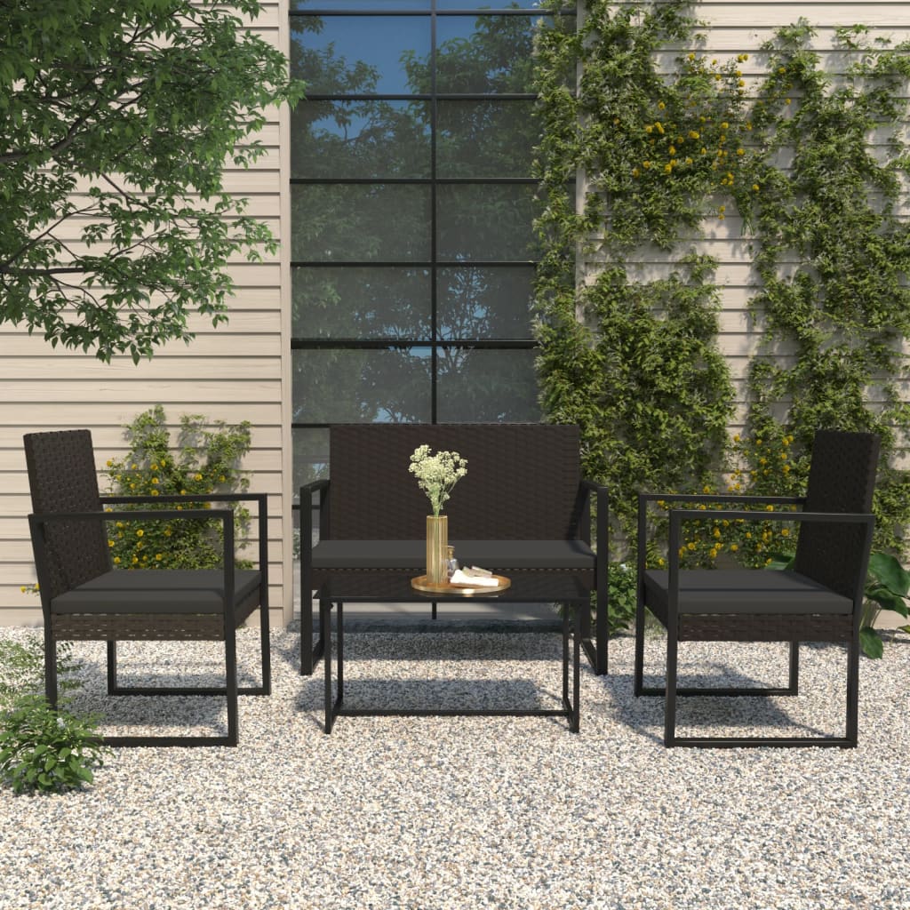Tuinbank Met Kussens 106 Cm Poly Rattan Zwart