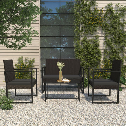 Tuinbank Met Kussens 106 Cm Poly Rattan Zwart