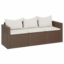Tuinbank 3-Zits Met Kussens Poly Rattan Bruin