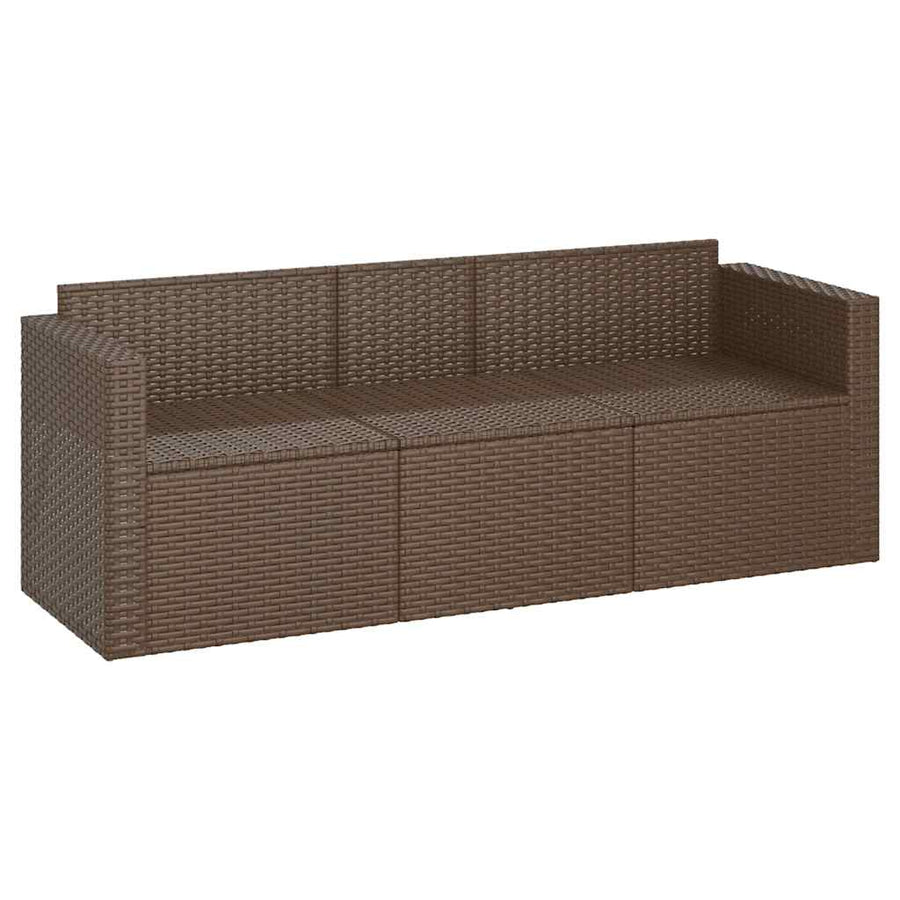 Tuinbank 3-Zits Met Kussens Poly Rattan Bruin