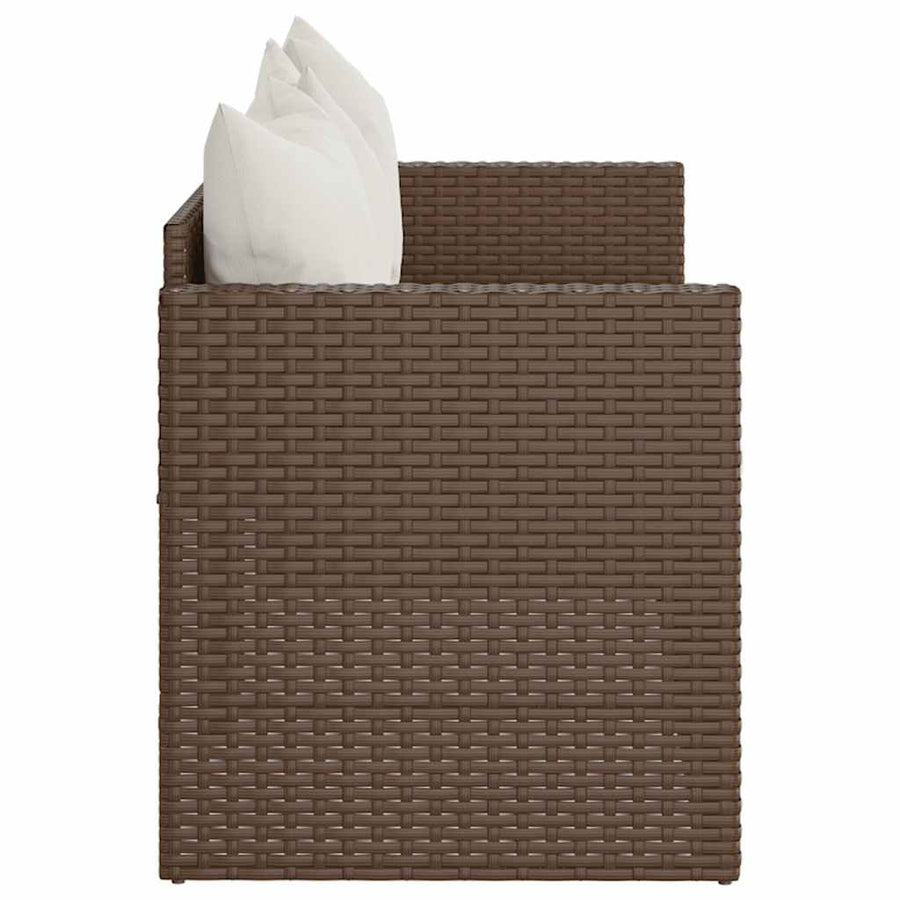 Tuinbank 3-Zits Met Kussens Poly Rattan Bruin