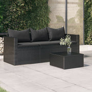 Tuinbank 3-zits poly rattan zwart 176x64x60,5 cm
