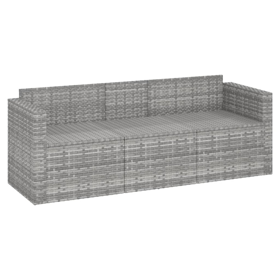 Tuinbank 3-zits met kussens poly rattan Grijs